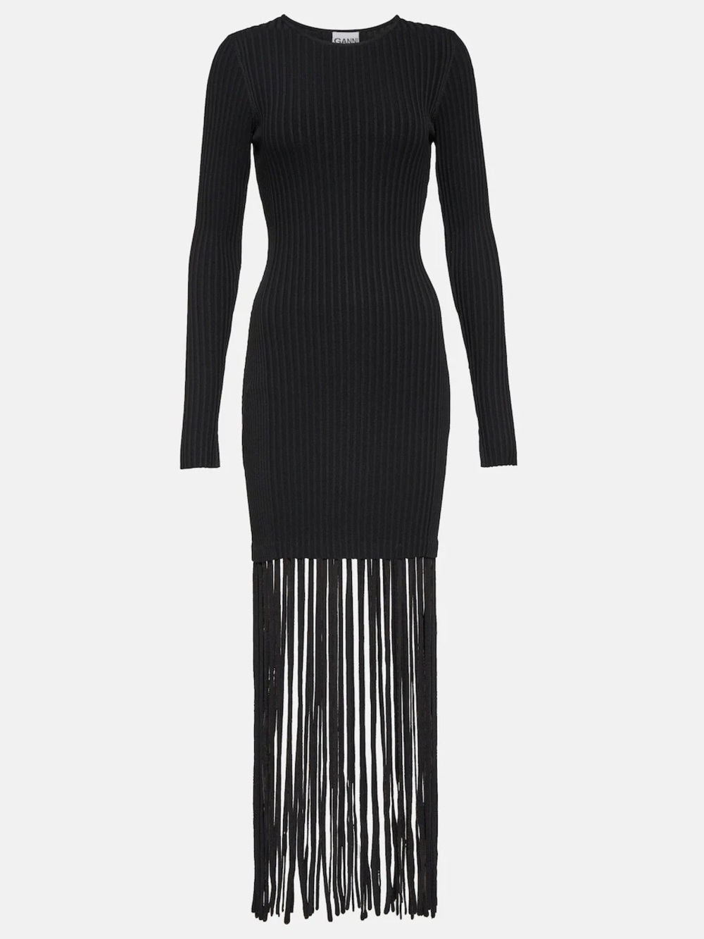 GANNI Women's Mélange Knit Fringe Mini Dress